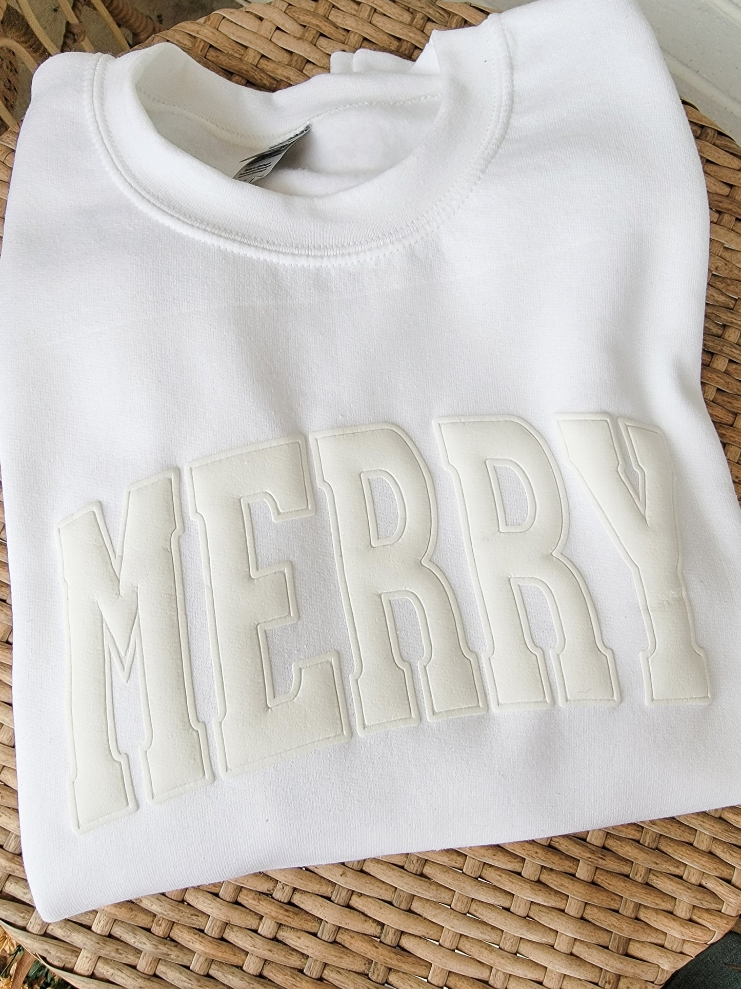 White Puff Merry Sweatshirt