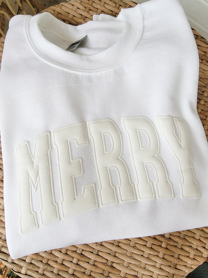 White Puff Merry Sweatshirt
