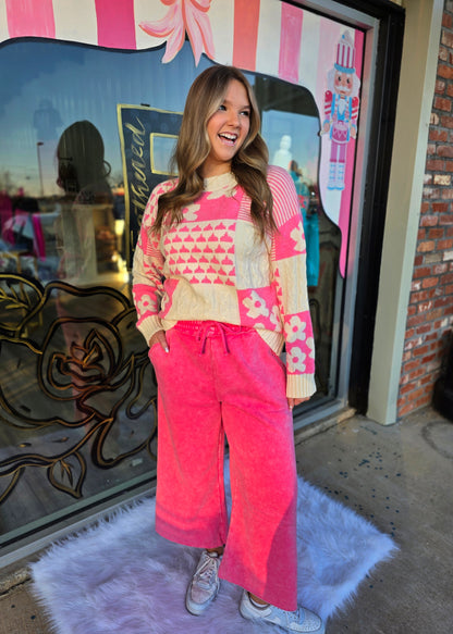 Mixed Knit Patched Sweater
