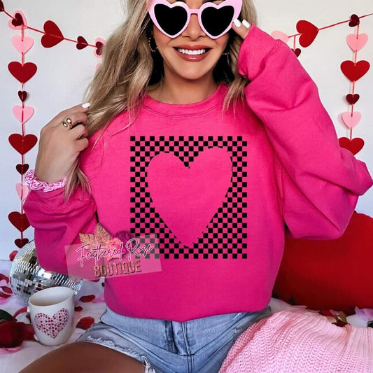 CHECKED HEART SWEATSHIRT