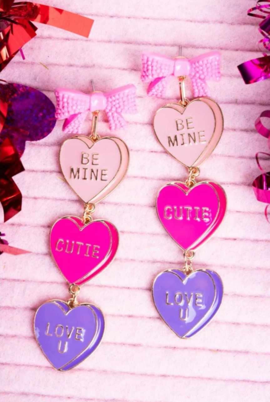 Conversation Hearts Goldtone Earrings