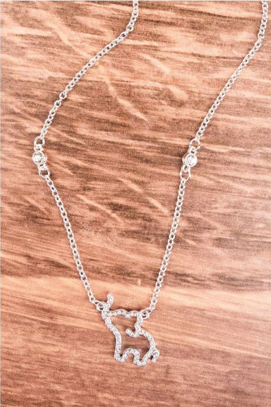 Elephant Silvertone Necklace