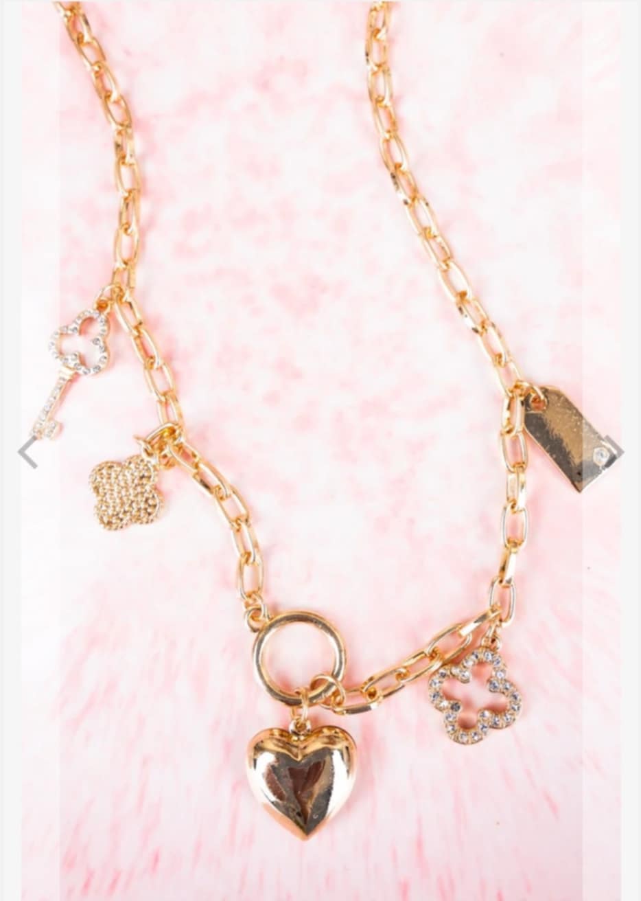 Goldtone Heart Charm Necklace
