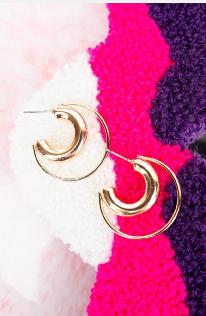 Double Goldtone Hoop Earrings