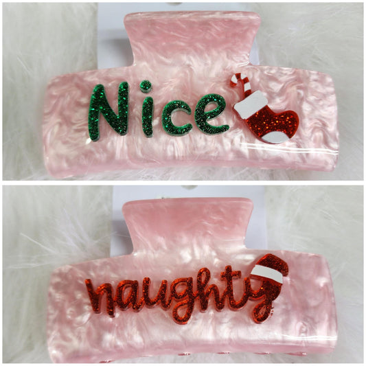 Naughty or Nice Pink Hair Claw