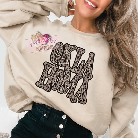 Leopard sequin Oklahoma sweatshirt