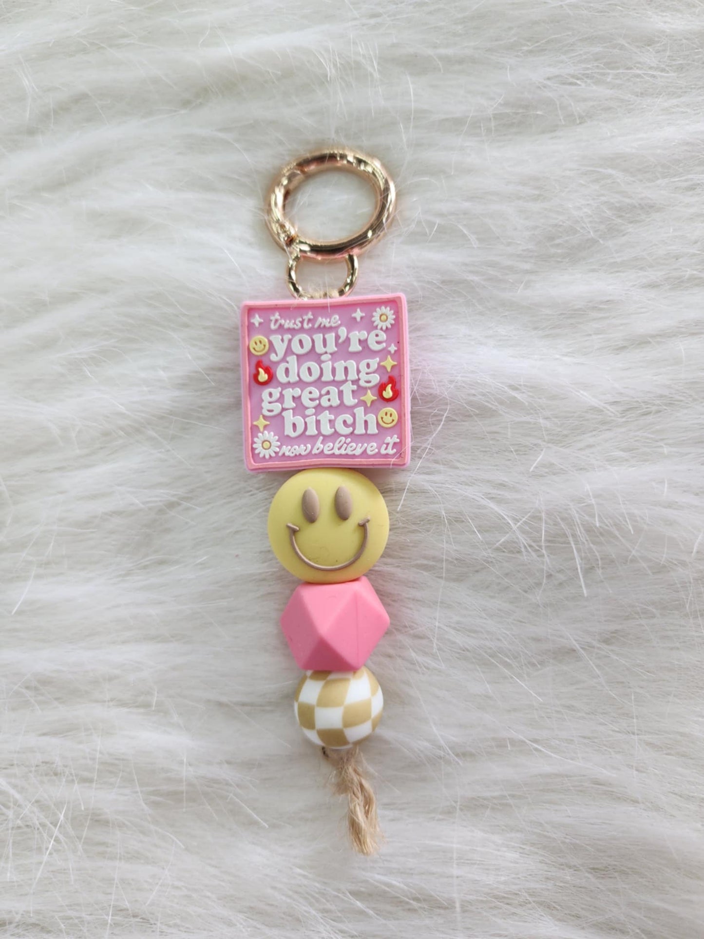 Trust Me Beaded Keychain