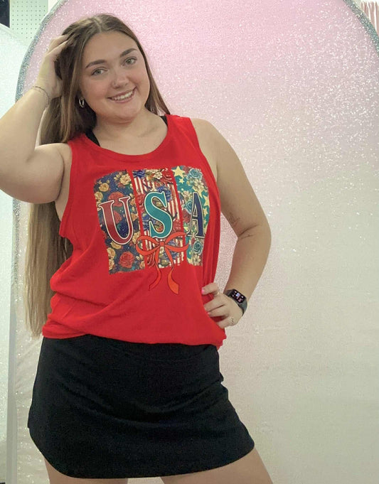 Floral USA Tank