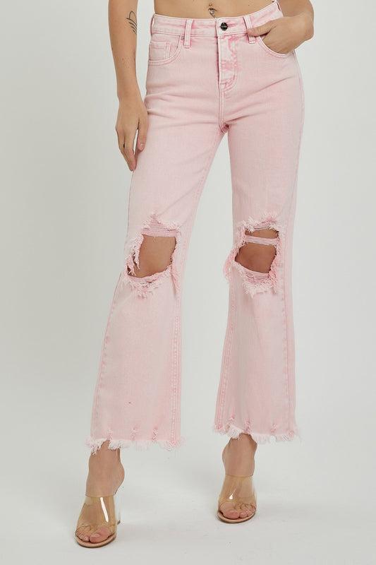 Acid Wash Pink High Rise Jeans