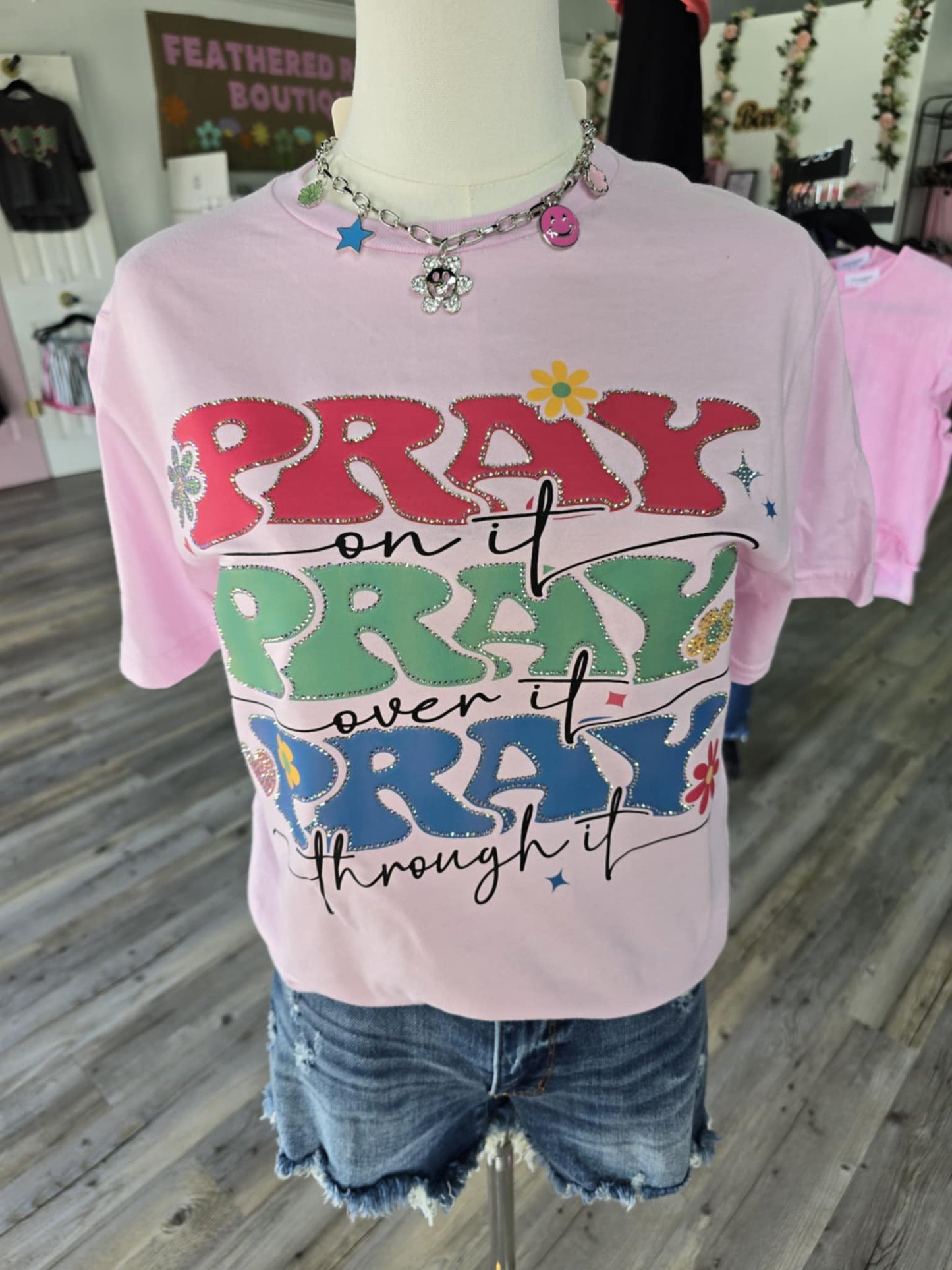 PRAY PRAY PRAY Rhinestone Shirt