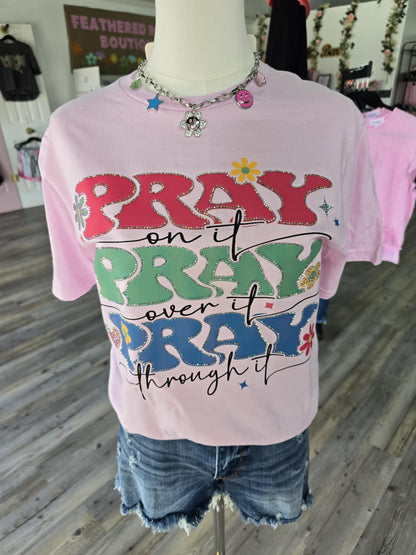 PRAY PRAY PRAY Rhinestone Shirt