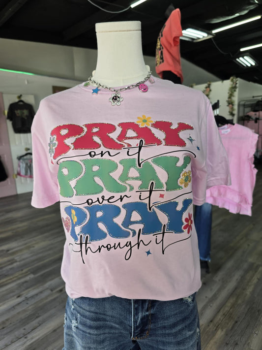 PRAY PRAY PRAY Rhinestone Shirt