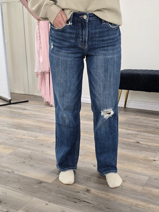 High Rise Ankle Straight Jeans