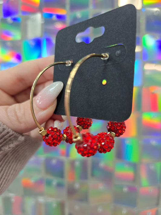 Red Sparkle Hoops